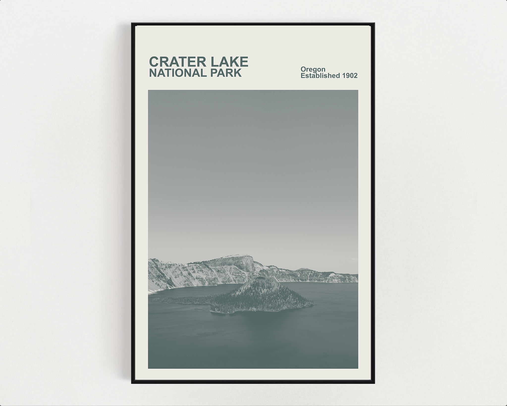 Crater Lake National Park Print, Monochrome